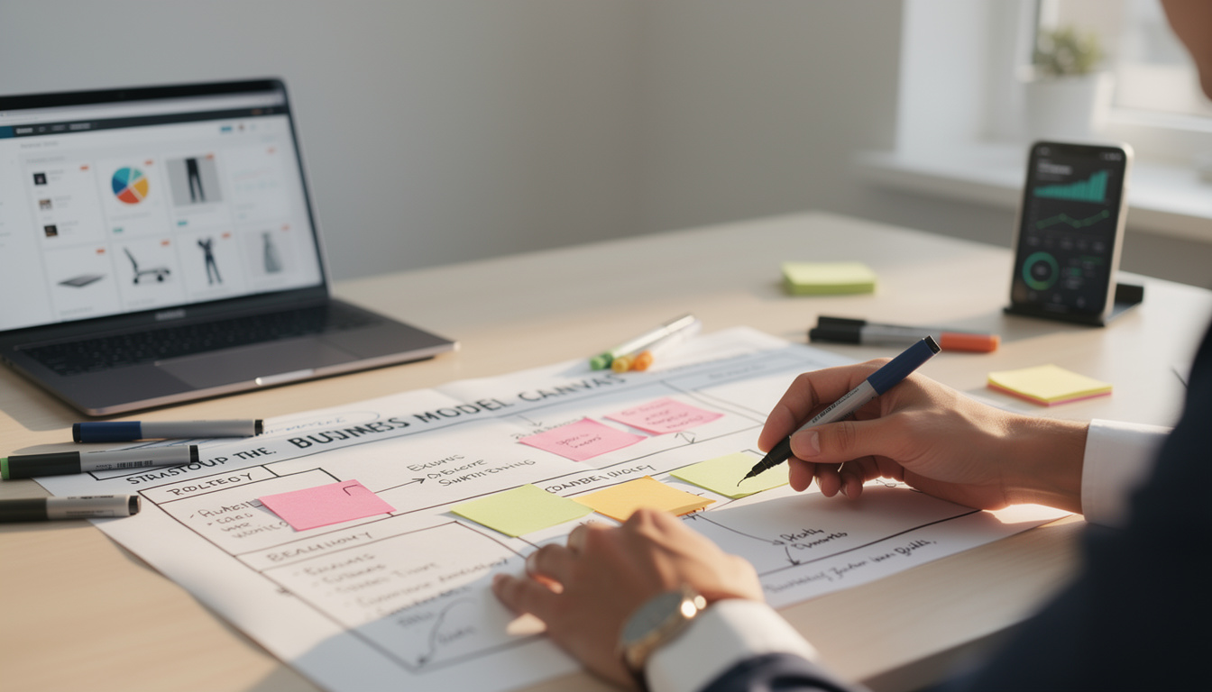découvrez un template pratique du business model canvas accompagné d'un exemple concret dédié au e-commerce pour structurer efficacement votre projet en ligne.