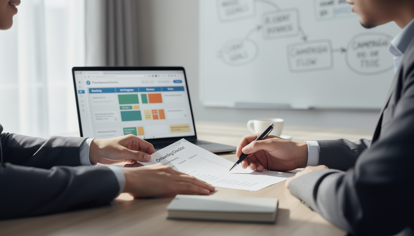 découvrez un template de process d'onboarding client spécialement conçu pour les agences, afin d'optimiser l'accueil et la gestion de vos nouveaux clients efficacement.